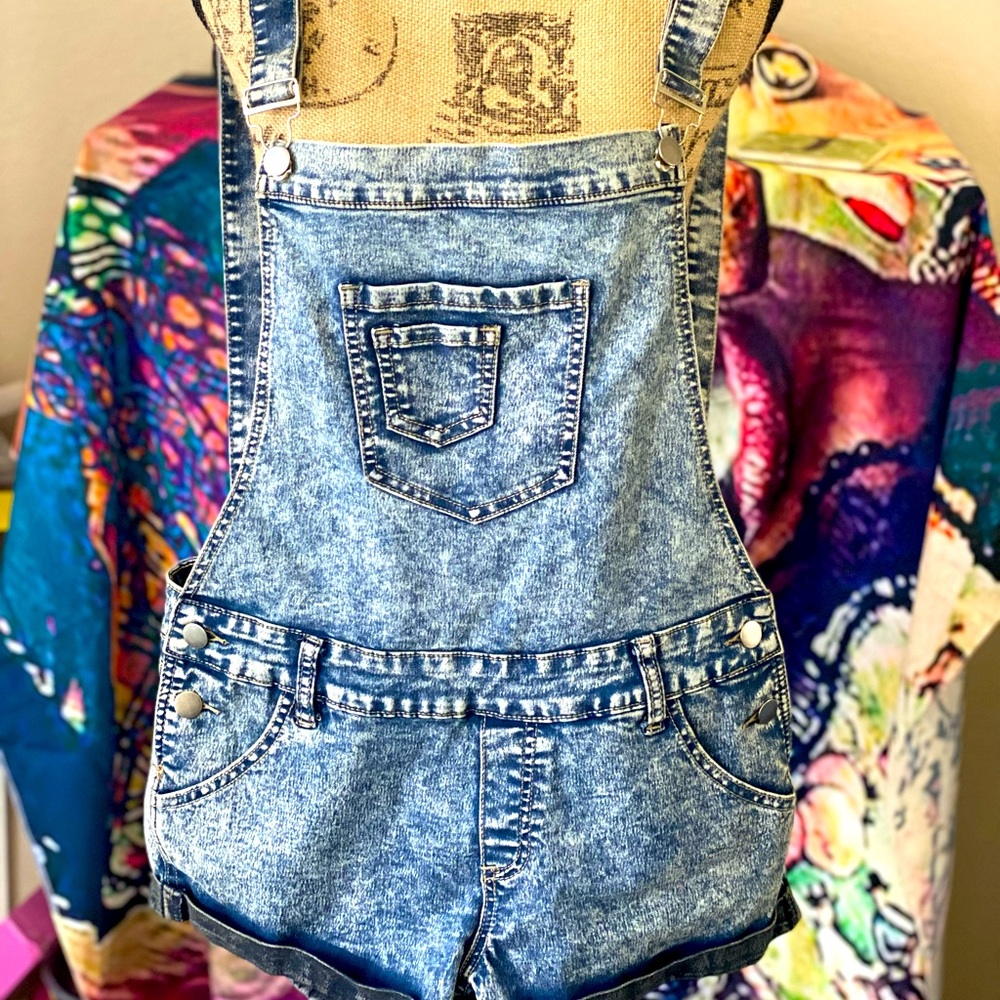 Jean overall backless  shorts